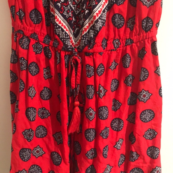 Patterned paisley blue white and red romper - Picture 2 of 4